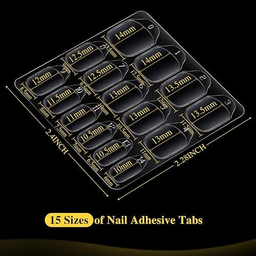 Teenitor 300pcs Nail Adhesive Tabs for Press on Nails, 15 Sizes of Nail Sticky Tabs for Nails Press on Nail Stickers, Nail Glue Stickers Press on Sticky Tabs, 20 Sheets - 300 thumbnail 2