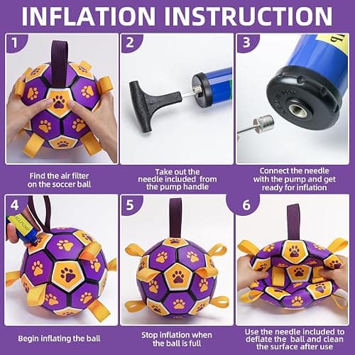 QDAN Extra Large Dog Toys Soccer Ball - Durable Dog Balls for Extra Large Dogs with Straps, Interactive Dog Tug Toy with Strap for Tug of War (9 Inch) thumbnail 8