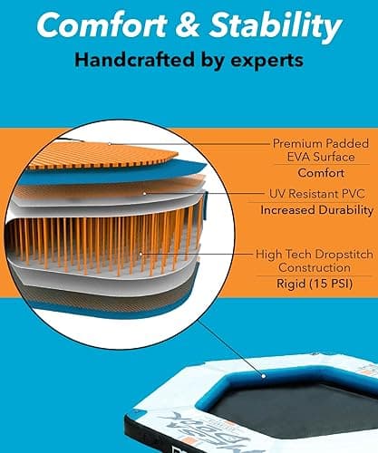 Driftsun Inflatable Floating Dock Platform - Mesa Dock Floats, Floating Docks for Lakes & Boats, Inflatable Island, Swim Platform Quick Inflation, Floating Mats for The Water - 9x9ft Hex thumbnail 2