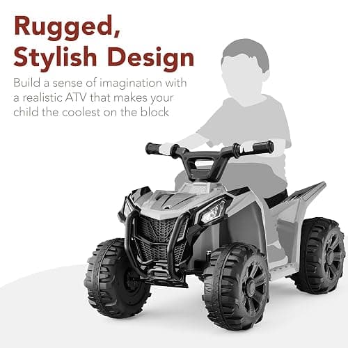 Best Choice Products 6V Kids Ride On Toy, 4-Wheeler Quad ATV Play Car w/ 1.8MPH Max Speed, Treaded Tires, Rubber Handles, Push-Button Accelerator - Gray thumbnail 4