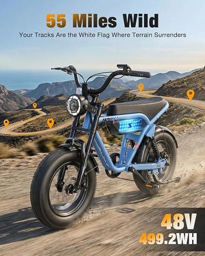 Hopepeak D10 Electric Bike for Teens Adults, Peak 1500W/1800W Motor, 48V 13Ah/15.6Ah Battery 16"×4.0"/20"×4.0" Fat Tire All-Terrain E Bike, Disc Brakes, Full Suspension, Ebike on Mountains, Snow thumbnail 3