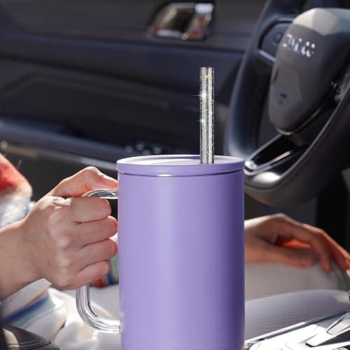NiHome 12-Pack Glitter Plastic Straws Fit for Stanley 40 oz Tumbler, 12” | Assorted Color Reusable Glitter Drinking Straws Fit for Stanley Cup with Brushes, BPA-Free, with Laser-Induced Sparkle thumbnail 2