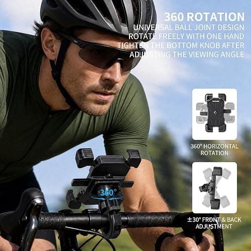 TOSUOD Bike Phone Mount & Holder, Motorcycle Phone Mount, Phone Holder for Bike, Ebike Phone Holder, 360° Rotatable, Quick Release, Anti-Shake, Fits 4.5"-7.2" for Bicycle, Scooter thumbnail 3