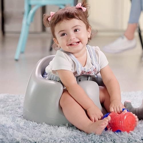Nuby My Floor Seat - Portable Baby Chair with Soft Foam Cushion, Safety Harness, and High Back Design - 4+ Months - Gray thumbnail 2
