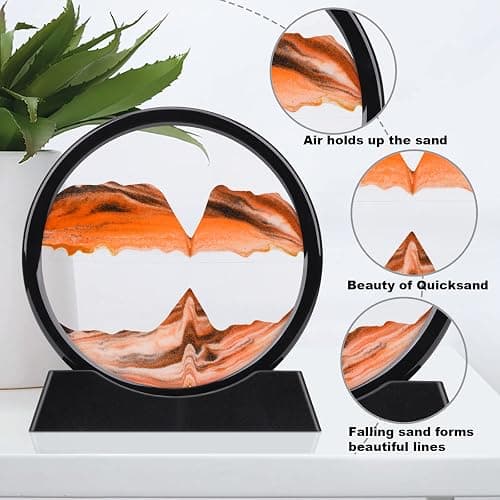 QLKUNLA Moving Sand Art Picture Liquid Motion 3D Deep Sea Sandscape in Motion Display Flowing Sand Frame Relaxing Desktop Home Office Work Decor Art Toys (7 inch, Blue) thumbnail 7
