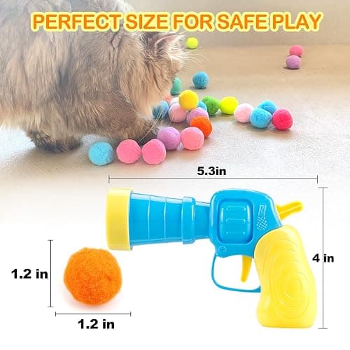 MeoHui 31Pcs Cat Ball Toy Launcher Gun,Cat Balls Fetch Toy,30Pcs Plush Fuzzy Balls Launcher Cat Toy for Cats with 1 Gun,Funny Interactive Cat Toys for Bored Indoor Adult Cats,Cute Kitten Kitty Toys thumbnail 4