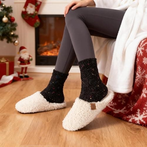 EverFoams Women's Fuzzy Slip-on Slippers Soft Comfy Memory Foam Indoor House Shoes thumbnail 2