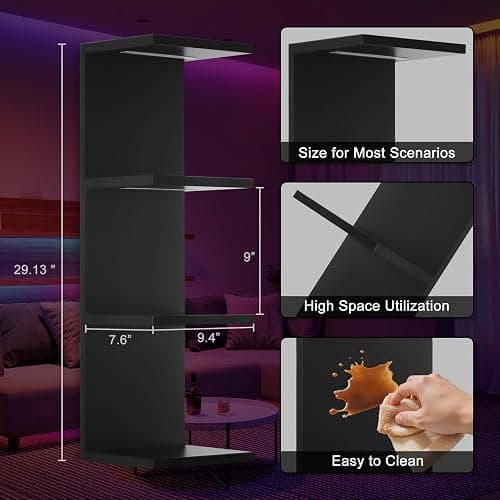 AskTag 4 Tier RGB Wall Shelf-Gaming Shelf with Remote Control, Lack Shelves with Light for Bedroom | Easy to Install Cosmetic & Display Modern Shelf, Black thumbnail 5