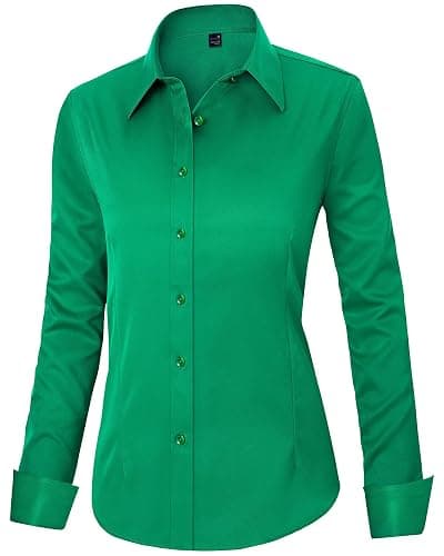 J.VER Womens Dress Shirts Long Sleeve Button Down Shirt Wrinkle-Free Business Casual Blouse Office Work Tops thumbnail 3