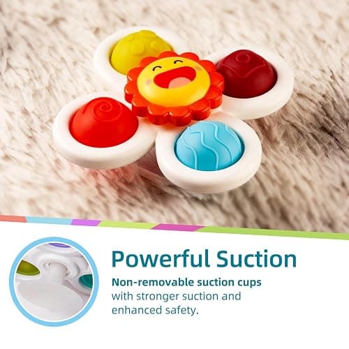 LiKee Strong Suction Cup Fidget Rotating Sensory Bath Toys for Baby, Airplane Car Travel Table & Window Toys for Toddler Boys and Girls, 10+ Months thumbnail 4