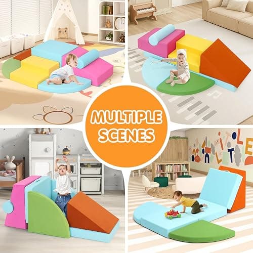 Climbing Toys for Toddlers 1-3 Inside, 7PCS Foam Baby Climbing Blocks Soft Play Set for Toddlers 1-3, Corner Toddler Climbing Toys Indoor Baby Climbing Gym for Toddler Climbing Crawling and Sliding thumbnail 7