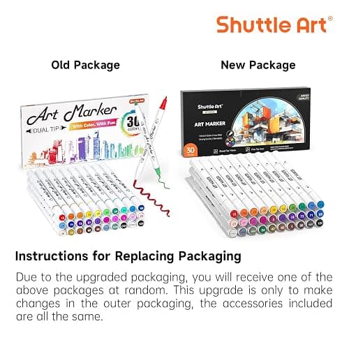 Shuttle Art 30 Colors Dual Tip Art Markers Permanent Marker Pens Highlighters Perfect for Illustration Adult Coloring Sketching and Card Making thumbnail 10