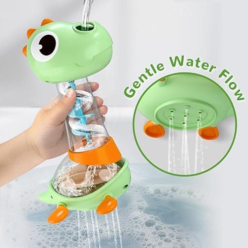 iPlay, iLearn Baby Bath Toy Set, Toddler Bathtub Toy Rechargeable Turtle Sprinkler W/ 5 Rings, Dinosaur Spiral Water Bathtime Shower Summer Birthday Gifts 18 Month 2 3 4 Year Old Kids Boy Girl Infant thumbnail 5
