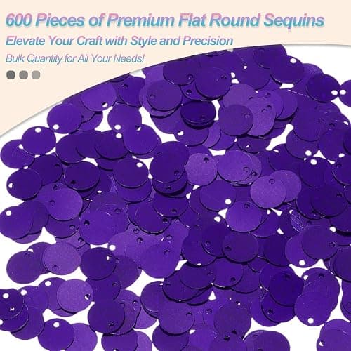 MECCANIXITY Flat Round Sequins, 600Pcs 10mm/0.4 Inch Loose Paillettes Laser Deep Purple Craft Sewing Sequins with Single Side Hole for DIY, Embroidery Clothing, Jewelry Making thumbnail 4