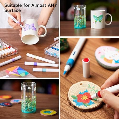Shuttle Art Automatic Ink Control Acrylic Paint Markers, 36 Colors Brush Tip Acrylic Paint Pens for Rock Painting, Ceramic, Wood, Canvas, Glass, Stone, Fabric, Card Making, DIY & Art Supplies thumbnail 8