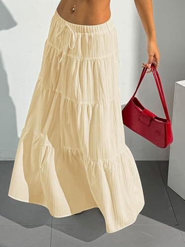 Verdusa Women's Boho Skirt Flowy Flared Ruffle Summer Long Maxi Skirts Going Out Outfits thumbnail 3