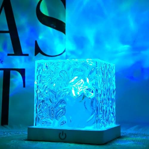 qbanziou Ocean Wave Projector Light, 16-Color Cube Water Lamp, 3D Holographic Water Ripple Romantic Ambient Lighting for Child's Room，Aurora Night Light，Birthday and Christmas Gifts for Children - Image 1