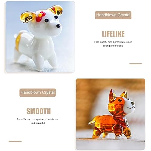 H&D HYALINE & DORA 5 Pack Hand Blown Glass Dog Figurines,Miniature Dog Figurines Sets,Blown Glass Art Animal Figurine for Collectible, Home Decor Gift thumbnail 4
