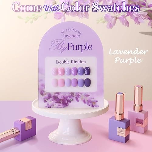 Double Rhythm 6 Pcs 15 ML Gel Polish Set Same Color Same Bottle Soak Off Gel Polish Kit Nail Art Manicure Salon DIY at Home for Women (Light Dark Purple Violet Rose Pink-T6-16) thumbnail 2