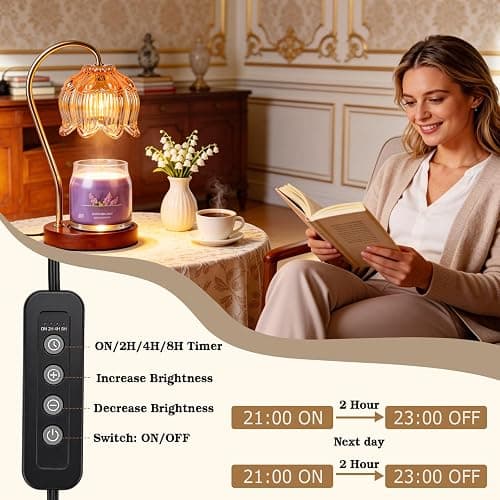 Funistree Dimmable Candle Warmer Lamp, Gifts for Women Mum Friends, Birthday Presents for Her Sister Grandma, Vintage Amber Lamp Candle Warmer for Jar Candles thumbnail 5