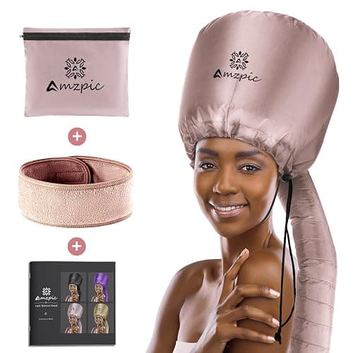 Bonnet Hood Hair Dryer Attachment - Soft, Adjustable Extra Large Bonnet Hair Dryer for Speeds Up Drying Time at Home, Easy to Use for Styling, Curling and Deep Conditioning (Pink) - Image 1