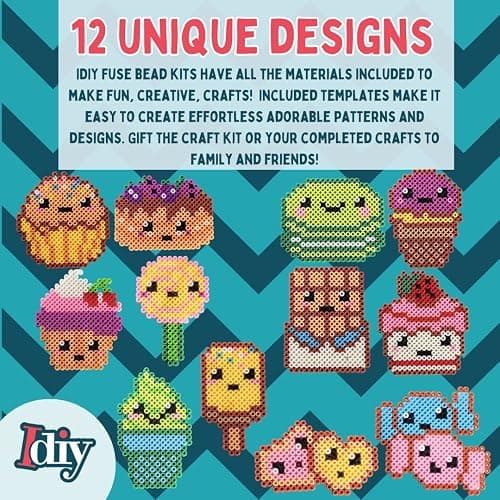 Fuse Beads Super Value Kit- 4000 Beads- Sweet Treats- Includes 17 Colors, 2 Peg Boards, Tweezers, Ironing Paper & Design templates- DIY Art Craft Project for Kids Vacation, Camp, Birthday Party Gifts thumbnail 5