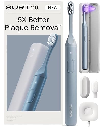 SURI 2.0 New Sonic Electric Toothbrush with Pressure Sensor & UV-Cleaning Travel Case | 1 Month+ Battery | Electric Toothbrush for Adults | Travel Toothbrushes | Tooth Brush | Blue - Image 1