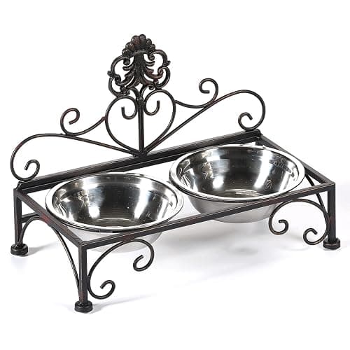 3.54" H Elevated Dog Bowls, Metal Raised Dog Bowl, Cats Bowls with Stand | Dog Bowls with Double Stainless Steel, Pet Feeder for Food and Water Lifted, Elevated Pets Bowl Holder - Image 1