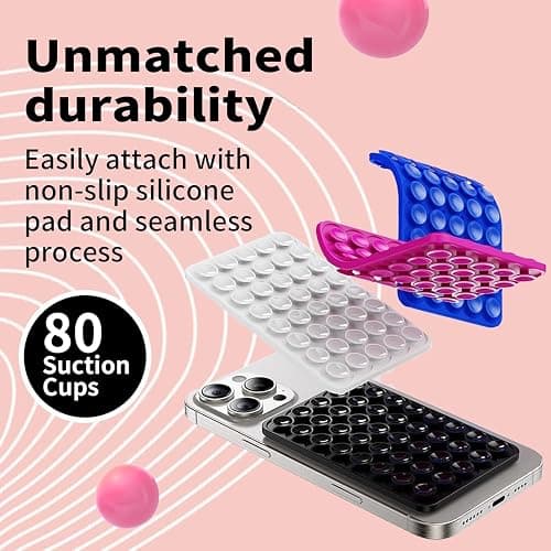 Double Sided Octo Buddy Suction Cup Phone Mount - Silicone Sticky Phone Grip with Higher Suction Power for Effortless Hands-Free Selfies & Videos, Reusable Silicone Phone Suction Grip（White） ﻿ thumbnail 7
