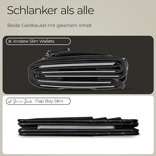 Jaimie Jacobs Flap Boy Slim Magic Wallet ohne Münzfach (Vegan Schwarz) | Dünner Geldbeutel, 8-16 Karten, Geldscheine, Magic-Flap, 0,8 cm dünn, TÜV-RFID-Schutz & echtes Leder thumbnail 4
