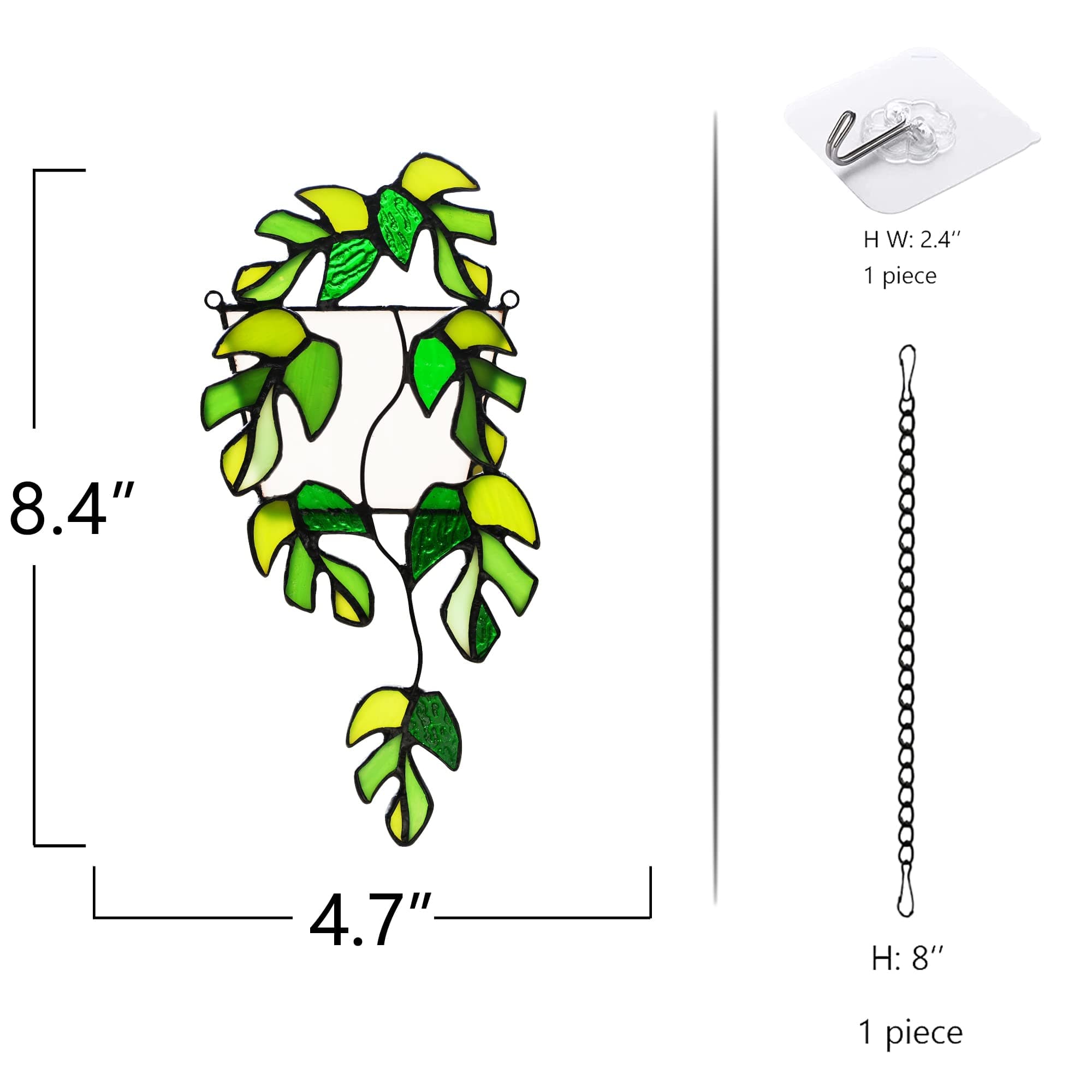BOXCASA Variegated Monstera Stained Glass Window Hangings,Monstera Suncatcher Leaf Decor Plant Wall Art,Monstera Leaf Ornaments Gift for Mom - Monstera Leaf a thumbnail 2