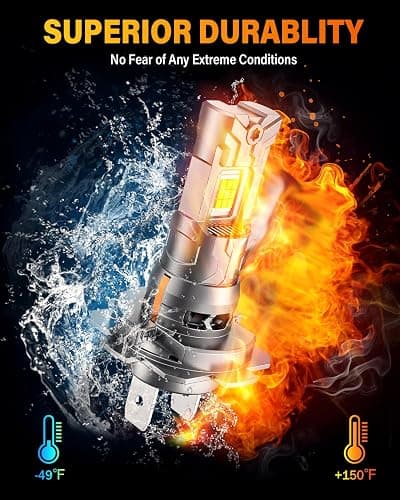 FAHREN New-Gen & Modern H7 Light Bulbs, 12X 75000 Lumens Ultra Bright, 6500K H7LL Fog Lights 1:1 Mini Size, No extra Adapter Required with Cooling Fan, Direct Install, Tire Lights Pack of 2 thumbnail 9