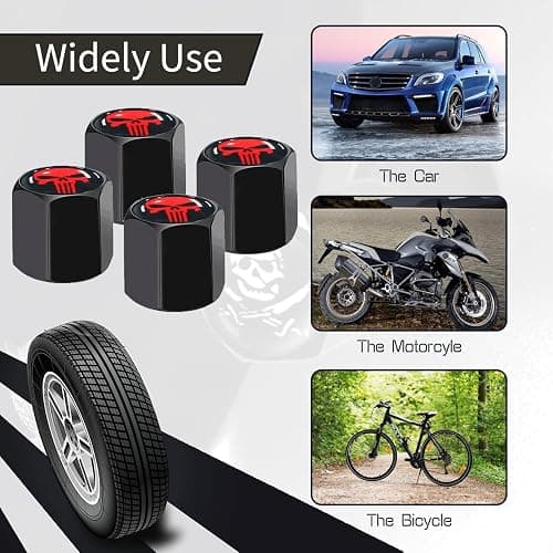 ZKFAR Pack-4 Skull Car Wheel Tire Valve Stem Caps, Anti-Theft Tire Air Valve Caps, Airtight Dust Proof Covers (Black) thumbnail 3