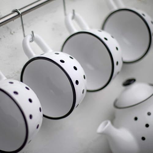 City to Cottage Handmade Ceramic Designer White And Black Polka Dot Cup, Unique Extra Large 17.5oz/500ml Pottery Cappuccino, Coffee, Tea, Soup Mug | Housewarming Gift for Tea Lovers thumbnail 6