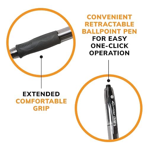BIC Glide Bold Black Ballpoint Pens, Bold Point (1.6mm), 4-Count Pack, Retractable Ballpoint Pens With Comfortable Full Grip thumbnail 7