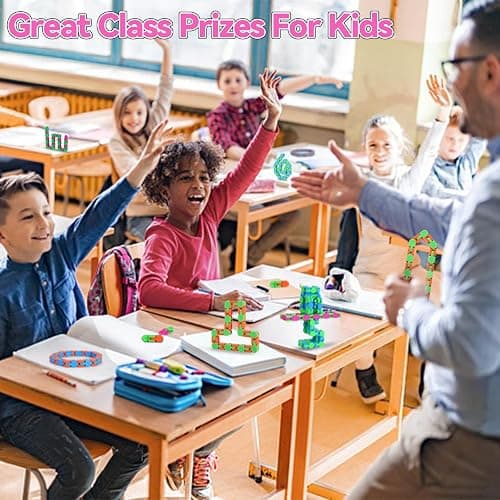 8Pcs 24Links Fidgets Wacky Tracks Fidget Toys for Kids Classroom Students Gifts School Stocking Stuffers Plastic Sensory Autism Snap Fidget Click Snake Toys for Adults Travel Stress Relief 11inch thumbnail 2