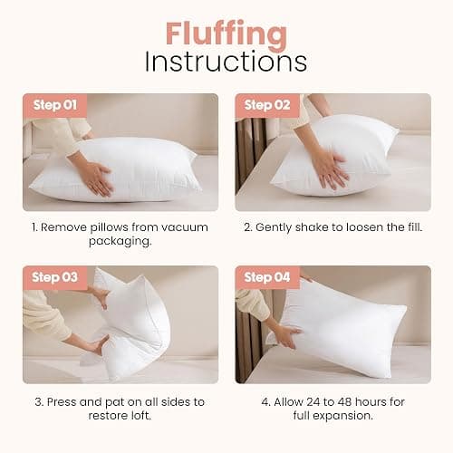 Utopia Bedding 20x26 Pillow Inserts, Set of 2, White – Indoor Decorative Throw Pillows for Bed, Sofa & Couch – Soft, Supportive & Fluffy Cushion Inserts thumbnail 5