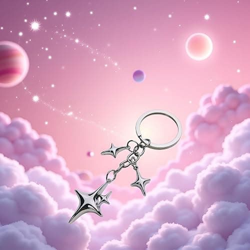 1Pc Silver Cute Star Moon KeychainStainless Steel Key Ring Purse Handbag Backpack Bag Charms Car Holder Convenient to Carry Decoration Small in Size,Keyrings Aesthetic Accessories thumbnail 2