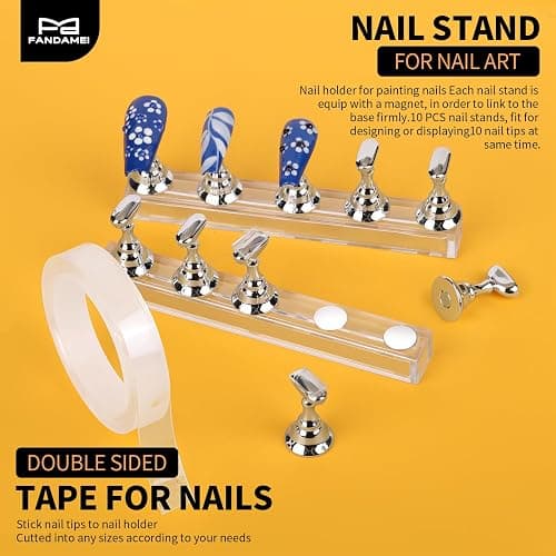FANDAMEI Nail Art Tools, Nail Stuff, Nail Supplies, Nail Stand, Nail Brush | Nail Art Brushes, Nail Dotting Tool, Nail Stand For Press Ons, Nail Holder For Painting Nails, Nail Tools, Nail Design Tools thumbnail 4