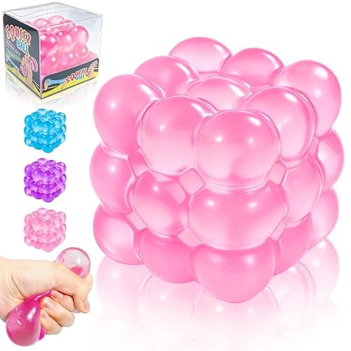 Squishy Stress Cube Fidget Toy, High Density Stress Cube , Slow Rising Sensory Stress Balls for Kids and Adults, Sugar Squishy Toys for Classroom Prizes, Cube Squishy for Party Favors (Pink) - Image 1