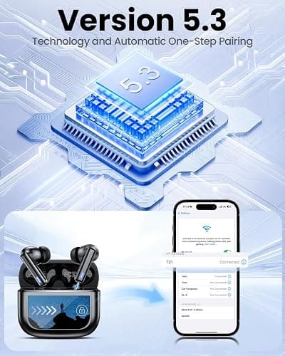 ZIUTY Wireless Earbuds Bluetooth Headphones, ANC/ENC Noise Cancelling, Ear Buds with Multifuntional Touch Screen, 40H Stereo Sound for Sports, IPX7 Clear Calls, 5 EQ for iOS Android (Jet Black) thumbnail 9