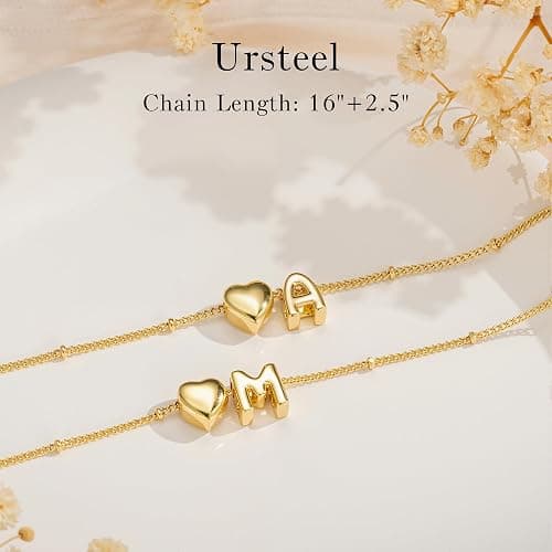 Ursteel Stocking Stuffers for Teen Girls Women - Christmas Gifts for Grandkids, 14K Gold Plated Initial Heart Necklace for Women Trendy, Dainty Letter A-Z Lockets Necklaces Personalized thumbnail 4