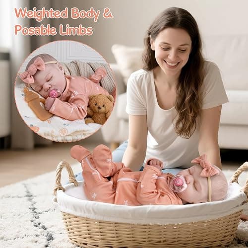 Aori Weighted Reborn Baby Doll - 20 Inch Realistic Lifelike Newborn Girl with Clothing, Soft Body Doll for Girls Age 3+, Best Gift for Christmas/Birthday/Baby Shower thumbnail 4