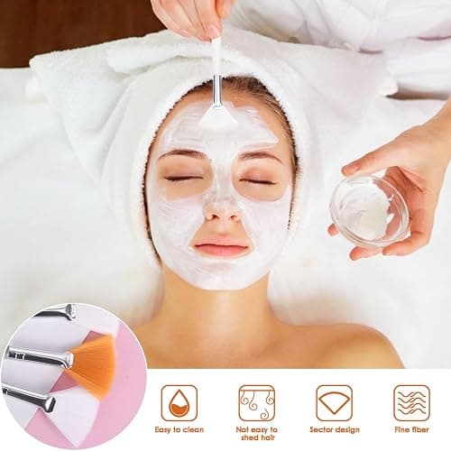 20 Pieces Fan Brushes Facial Applicator Brush Soft Makeup Mask Acid Applicator Brush Esthetician Cosmetic Brush for Mud Cream, Makeup Peel (White) thumbnail 3