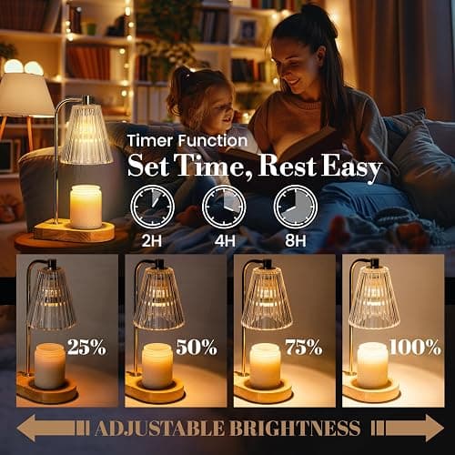 Marycele Candle Warmer Lamp with Timer, Wax Melt Warmer for Jar Candles, Christmas Birthday Gifts for Women Mom Sister Friend, House Warming Gifts for New Home Apartment Decor, Vintage Clear thumbnail 5