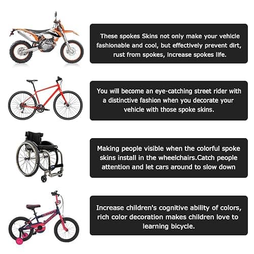 Spoke Covers Spoke Skins,PSLER 72pcs Wheel Rim Trim Wrap Reusable Protector Covers for Wheelchair Mountain Motorbike - Blue Spoke Covers thumbnail 5