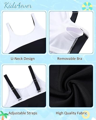 Kids4ever Girls Swimsuit 2 Piece Color Block Teen Bathing Suit Girl's Bikini Set Size 9-16Y thumbnail 7