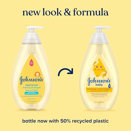 Johnson's Baby Head-To-Toe 2 in 1 Tear Free Wash & Shampoo with Aloe Vera and Vitamin B5, Safe and Gentle for Newborns and Delicate Skin, Hypoallergenic and pH Balanced, 27.1 Fl Oz thumbnail 2