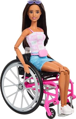 Barbie Doll & Playset with Service Dog, Pink Wheelchair, Ramp & Accessories, Brunette Fashion Doll in Removable Outfit thumbnail 4