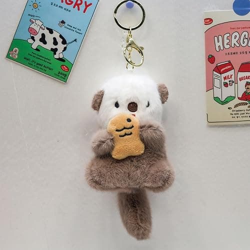Molishan Otter Keychain Plush Bag Charm for Women Bag, Cute Keychain Ring for Backpacks Car Key thumbnail 3